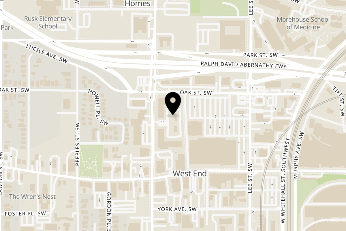 Map showing the location of GOODFELLAS PIZZA & WINGS WESTEND on 898 Oak St SW in Atlanta